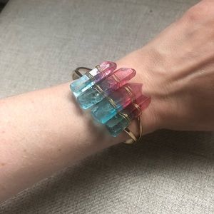 Pink and blue crystal cuff bracelet